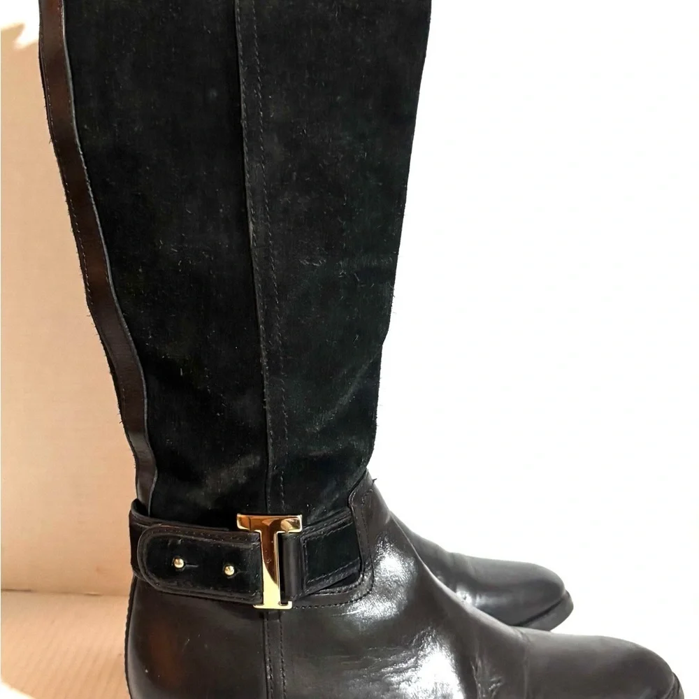 Tory Burch vintage Elegant Black Leather/ suede Riding Boots